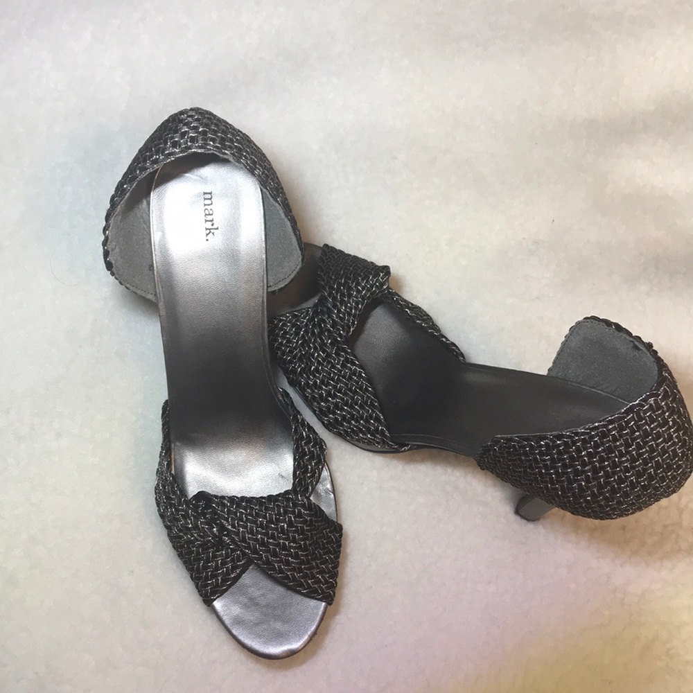 Mark. Silver & Black Heels - Picture 1 of 6